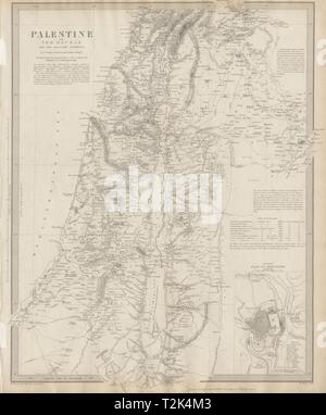 La PALESTINE. Hauran. Israël Jordanie Liban Syrie Jérusalem ville SDUK 1844 plan du site Banque D'Images