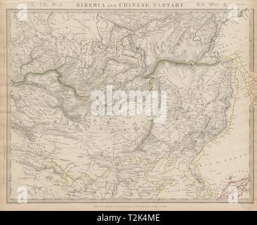 La Sibérie et la Mongolie Mandchourie TARTARIE CHINOISE Corée Chine Asie de l'SDUK map 1844 Banque D'Images