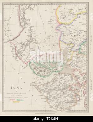 L'Inde britannique. Sinde à Gujarat. Marwar cachou Jaisalmer. Le Pakistan. Carte 1844 SDUK Banque D'Images