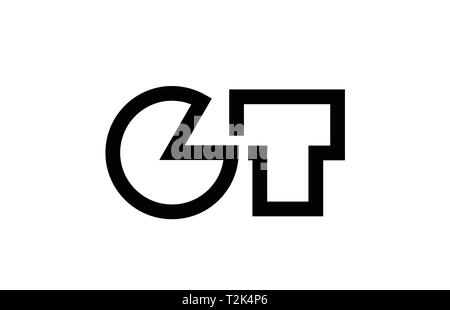 Lettre alphabet noir et blanc combinaison logo gt g t design adapté pour une société ou entreprise Illustration de Vecteur
