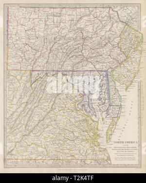 New Jersey Pennsylvanie Virginie Maryland Delaware baie de Chesapeake. Carte 1844 SDUK Banque D'Images