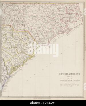 USA. Coastal Caroline Nord et Sud. Charleston du cap Hatteras. Carte 1844 SDUK Banque D'Images