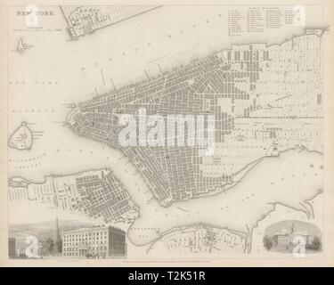 NEW YORK CITY ville antique plan de ville plan. Manhattan Brooklyn New Jersey. 1844 SDUK Banque D'Images