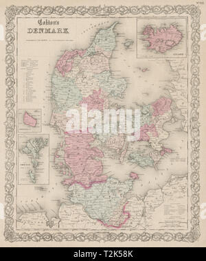 'Colton's Danemark". Îles Féroé Islande Bornholm. Schleswig-Holstein 1863 map Banque D'Images