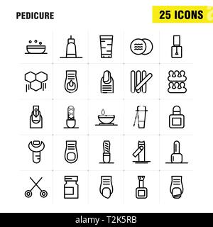 L'icône de la ligne pédicure Pack pour les concepteurs et développeurs. Icônes de la Lotion, lotion à remous, savon, cosmétique, Beauté, cosmétique, crème, Vector Illustration de Vecteur