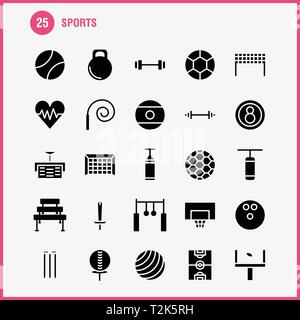 Glyphe solide Sports Icon Pack pour les concepteurs et développeurs. Icônes de ball, golf, tee, Sports, Cricket, souches, Wicket, Sports, Vector Illustration de Vecteur