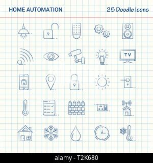 Home Automation 25 icônes Doodle. Hand Drawn Business Icon Set Illustration de Vecteur