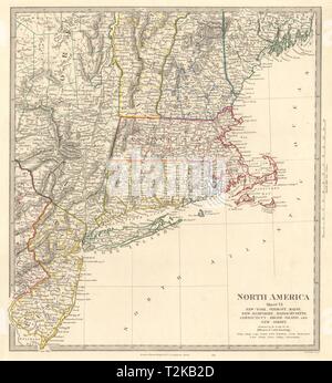 USA. New York Connecticut Maine Massachusetts New Jersey NH RI VT. Carte 1846 SDUK Banque D'Images
