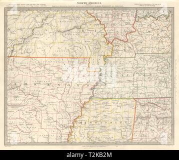 USA. L'Arkansas Arizona. MO MS IL EN KY AL. Fleuve Mississippi. Carte 1846 SDUK Banque D'Images