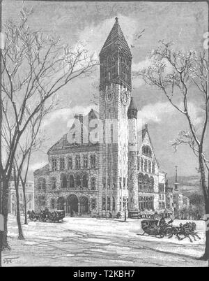 New York. L'Hôtel de Ville, Albany 1891 ancienne vintage print photo Banque D'Images