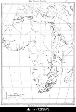 Monde. Les chemins de l'Afrique en 1914 1948 old vintage map plan graphique Banque D'Images