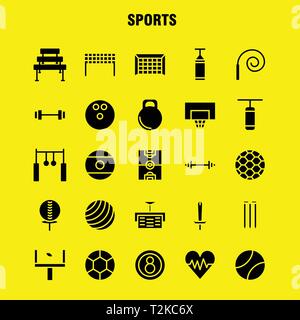 Glyphe solide Sports Icon Pack pour les concepteurs et développeurs. Icônes de ball, golf, tee, Sports, Cricket, souches, Wicket, Sports, Vector Illustration de Vecteur