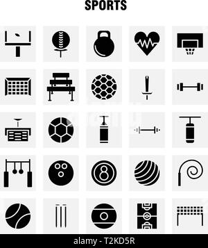 Glyphe solide Sports Icon Pack pour les concepteurs et développeurs. Icônes de ball, golf, tee, Sports, Cricket, souches, Wicket, Sports, Vector Illustration de Vecteur