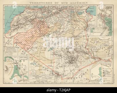 L'Algérie française. Territoires sud algerien. Béni-Abbès Touggourt Dans Salah 1931 map Banque D'Images