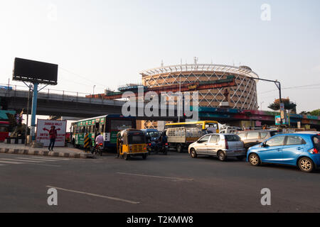 Dans la construction des tours cybernétiques HITEC City à Hyderabad, Inde Banque D'Images