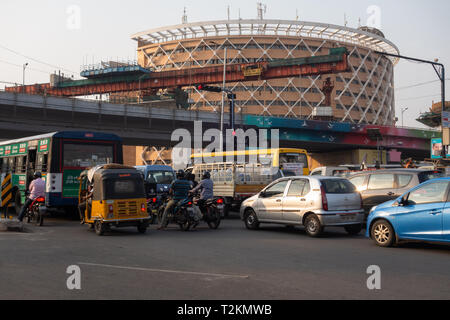 Dans la construction des tours cybernétiques HITEC City à Hyderabad, Inde Banque D'Images