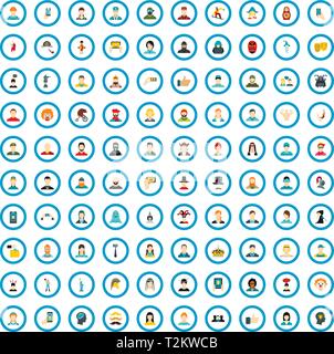 Personnage 100 icons set dans un style plat pour tout modèle vector illustration Illustration de Vecteur