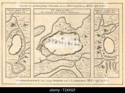 Yongzhou Hunan. Wuhan, Hubei Huanggang Huangzhou et la Chine. BELLIN/SCHLEY 1749 map Banque D'Images