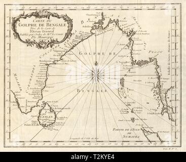 'Carte du Golphe de Bengale". Baie du Bengale. Birmanie Inde Ceylan. BELLIN carte 1746 Banque D'Images