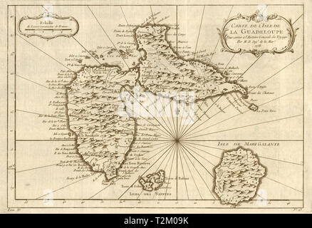 'Carte de l'Isle de la Guadeloupe, Marie-Galante et Saintes. BELLIN carte 1759 Banque D'Images