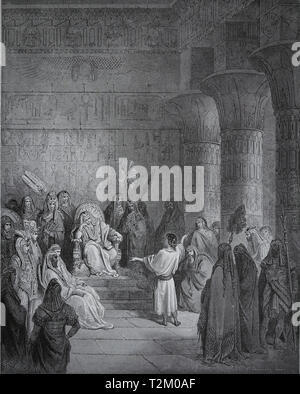 Joseph interprète le rêve de Pharaon. La Bible. Livre de la Genèse. Gravure de Gustave Dore, 1866. Banque D'Images
