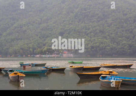 Location de bateaux sur le Lac Phewa à Pokhara, Népal Banque D'Images