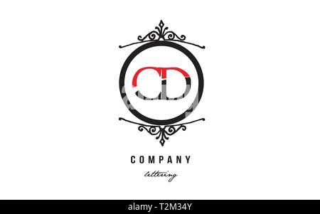 Conception de logo lettre alphabet combinaison CD C D avec couleur blanc noir rouge et monogramme cercle décoratif approprié comme un logo d'une entreprise ou d'affaires Illustration de Vecteur