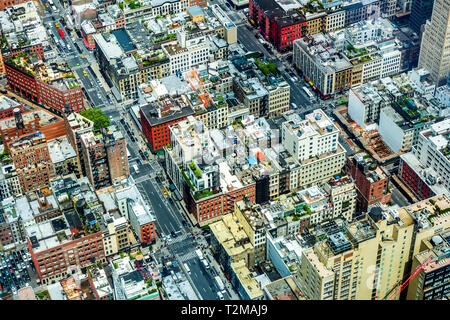 Vue aérienne de la rue du bas Manhattan, New York City, USA Banque D'Images