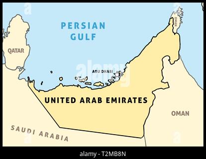 Emirats arabes unis (EAU) carte. Vecteur contour carte du pays. Illustration de Vecteur