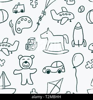 Motif de fond - jouets doodle vecteur illustration parfaite. Illustration de Vecteur
