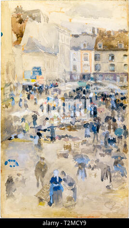 Les variations de gris et violet : Marché, Dieppe, peinture de James McNeill Whistler, 1885 Banque D'Images