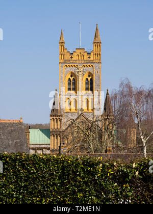 Clocher de l'église St Mary à l'abbaye de Buckfast, Devon, UK Banque D'Images