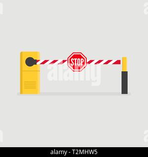Location de barrière avec le stop. Entrée du parking avec barrière de sécurité gate. Illustration de Vecteur