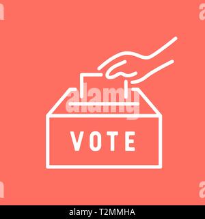 Placez du papier à main dans la boîte de scrutin. L'icône de la ligne de crédit. Illustration de Vecteur