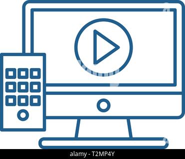 Les réserves temporaires concept ligne icône. Les réserves temporaires télévision vector site signez, contour symbole, l'illustration. Illustration de Vecteur