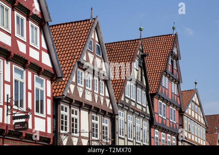 Celle, Allemagne - 19 Avril 2014 : maisons à colombages dans le centre historique de la ville. Banque D'Images