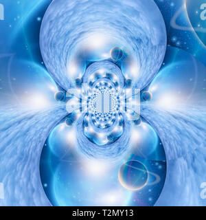 Fractale numérique moderne. Planètes dans les espaces sans fin Banque D'Images