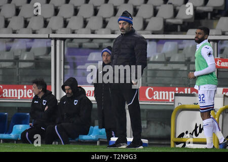 Turin, Italie. 06Th avr, 2019. Marco Giampaolo, entraîneur-chef UC Sampdoria au cours de la Serie A TIM match de football entre Torino FC et l'UC Sampdoria au Stadio Grande Torino le 3 avril 2019 à Turin, Italie. Crédit : FABIO ANNEMASSE/Alamy Live News Banque D'Images