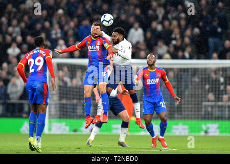 Londres, Royaume-Uni. 3 avril, 2019. Au cours de la Premier League match entre Tottenham Hotspur et Crystal Palace au Tottenham Hotspur Stadium, Londres, le mercredi 3 avril 2019. (Crédit : Jon Bromley | MI News) usage éditorial uniquement, licence requise pour un usage commercial. Aucune utilisation de pari, de jeux ou d'un seul club/ligue/dvd publications. Photographie peut uniquement être utilisé pour les journaux et/ou à des fins d'édition de magazines. Crédit : MI News & Sport /Alamy Live News Banque D'Images