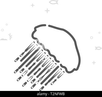 Méduse Méduse, l'icône de la ligne du vecteur. La vie marine, symbole des créatures de la mer, le pictogramme, signe. Résumé Arrière-plan géométrique de la lumière. Avc. modifiable Illustration de Vecteur