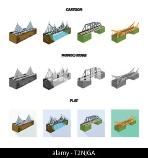 Bridge,Canada,rock,mer,modernes,coffrage,assemblé,pendaison,long,brick,banque,colonnes,rivière,autoroute,port,metal,cascade,construction,mains courantes,retombantes,rail,des,train,eau,cable,cadre,design,construire,ponts,côté,architecture,vue,vue,passage,structure,set,icône,,illustration,collection,isolé,graphique,élément vecteur vecteurs,signer , Illustration de Vecteur