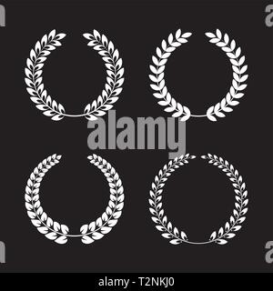 Quatre couronnes de lauriers sur fond noir vector illustration Illustration de Vecteur