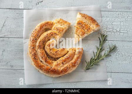 Tarte filo en spirale à la feta télévision lay Banque D'Images