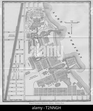 Internationale DE CHICAGO. World's Columbian Expo (1893) plan général 1893 Ancien site Banque D'Images