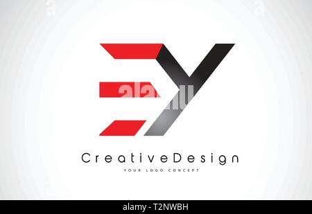 Le rouge et le noir EY E Y Lettre Logo Design en noir Couleurs. Lettres modernes de création Logo Icône Vecteur Illustration. Illustration de Vecteur