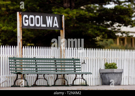 Une banquette à goolwa gare sur la péninsule de Fleurieu goolwa Australie du Sud le 3 avril 2019 Banque D'Images