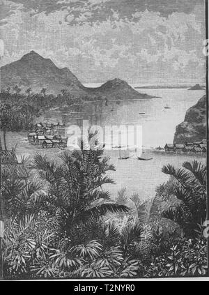 Port Moresby. Guinée 1890 ancienne vintage print photo Banque D'Images