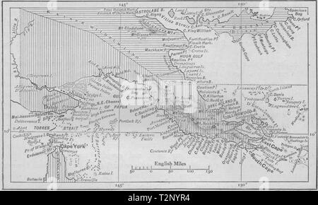 L'article de Nouvelle Guinée (plan). Guinée 1890 ancienne carte Banque D'Images