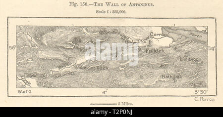 Mur d'Antonin. Mur d'Antonin. Clyde-Forth. L'Écosse. Croquis. Petite 1885 Banque D'Images