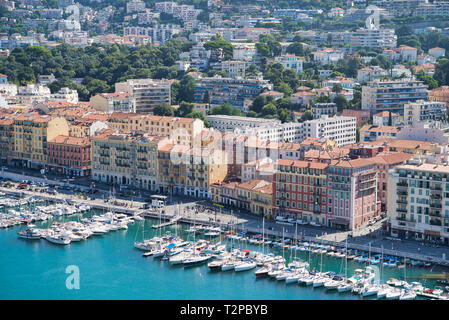 Nice, France - 12 août 2018 : Le Port de Nice Lympia depuis le haut Banque D'Images